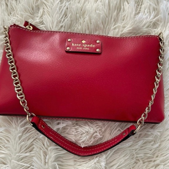 kate spade Handbags - Kate Spade Red Clutch with Gold Chain